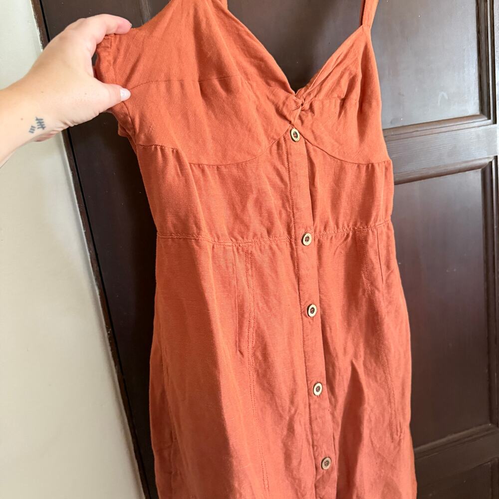 MAEVE | Rust Linen Blend Tie Back Twist Front Sundress Boho| Extra Large - Picture 8 of 8